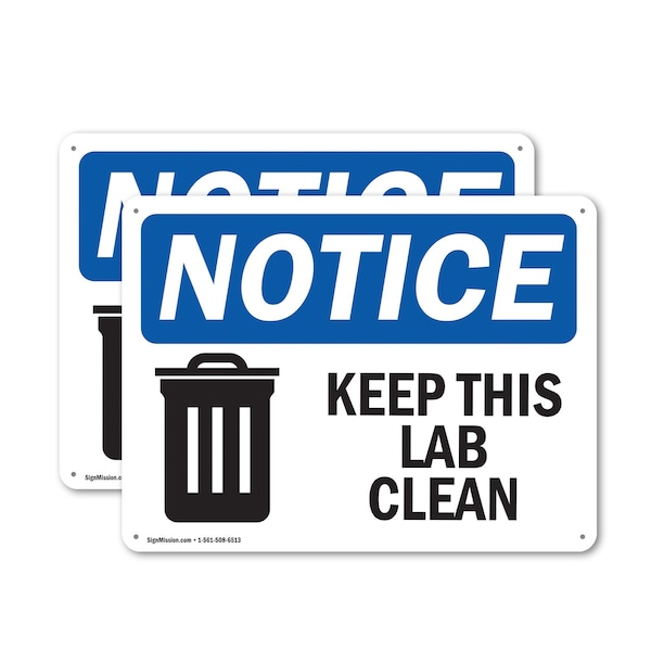 Signmission Keep This Lab Clean, 10 in W x Rectangle, Plastic OS-2PACK-NS-P-710-L-13876 - main